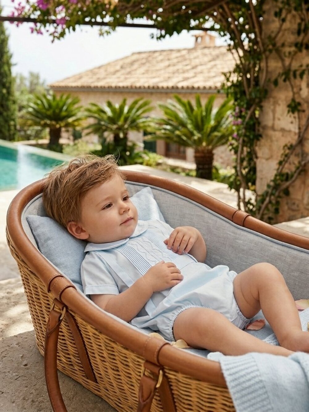 Carriage Boutique Light Blue Baby Romper Size 9 Months